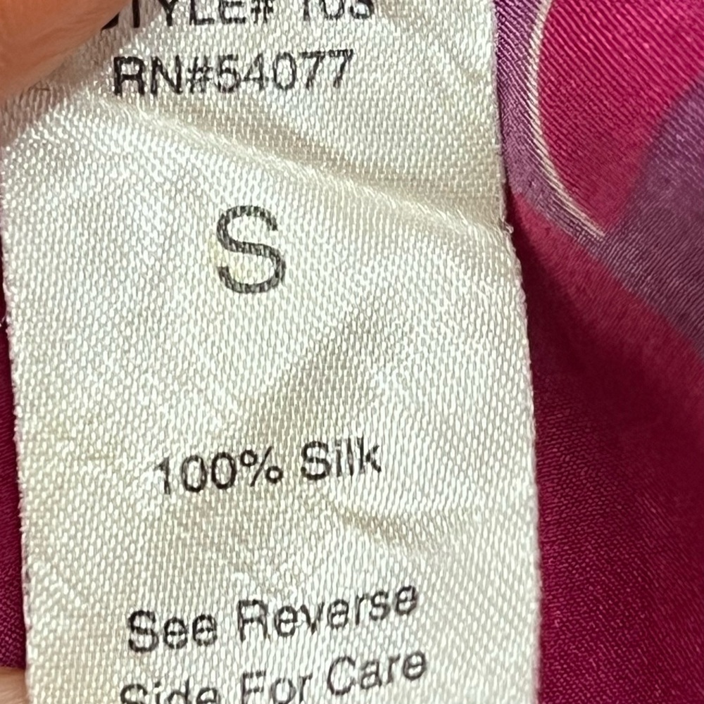 Cabi 100% Silk Pink Green Floral Stripe Color Block Sleeveless Tunic Blouse Sz S - Picture 9 of 11